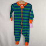 Size 12-18m (75): Hanna Andersson Green/Blue Striped Organic Cotton 1pc Zip PJs