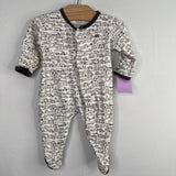 Size NB (5-8lbs: MagneticMe White/Grey Transportation 1pc Footy PJs