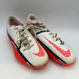 Size 2.5Y: Nike White/Red/Black Lace-Up Soccer Cleats