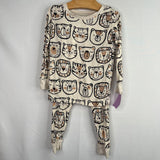 Size 12-18m: Little Sleepies Creme/Black Animal Faces Bamboo 2pc PJs