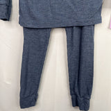 Size 4: Little Sleepies Blued Ribbed 2pc Bamboo PJs