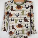 Size 4: Bestaroo Beige/Multi Yeehaw Print 2pc Bamboo PJs DAMAGED