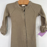Size 3-6m: Goumi Green Waffle Knit 1pc Zip Footy PJs