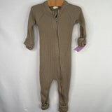 Size 3-6m: Goumi Green Waffle Knit 1pc Zip Footy PJs