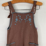 Size 2: Zara Brown/Blue Floral Embroidered Knitted Overalls