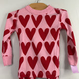 Size 2 (85): Hanna Andersson Pink/Red Heart 2pc PJs