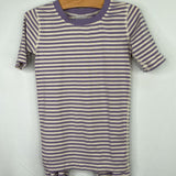 Size 6-7 (120): Hanna Andersson Purple/White Striped 2pc PJs