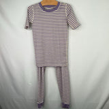Size 6-7 (120): Hanna Andersson Purple/White Striped 2pc PJs
