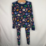 Size 6-7 (120): Hanna Andersson Blue/Multi Rainbow/Flower/Mushroom 2pc PJs