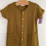 Size 6-12m: Jamie Kay Brown Button-Up Short Sleeve Romper