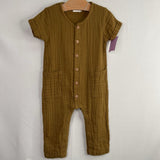 Size 6-12m: Jamie Kay Brown Button-Up Short Sleeve Romper