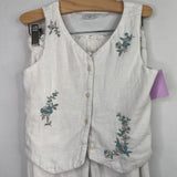 Size 7-8: Abercrombie Kids White/Blue Floral Embroidered Vest/Pants