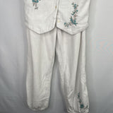 Size 7-8: Abercrombie Kids White/Blue Floral Embroidered Vest/Pants
