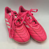 Size 12: Adidas Pink/White Lace-Up Soccer Cleats