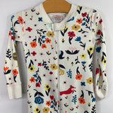 Size 3 (90): Hanna Andersson White/Rainbow Florals Zip-Up 1pc PJs