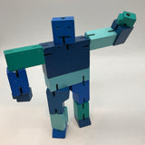 Blue Cubebot Wooden Robot
