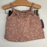 Size 6-12m: Kendi Pink/White Floral Muslin 2pc Tank/Bloomers Set