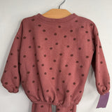 Size 6-12m: Rylee + Cru Red/Mauve Polka Dot Sweatshirt/Pants 2pc Cozy Set