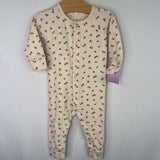 Size 6-12m: Quincy Mae Beige/Brown Floral 1pc Snap-Up PJs