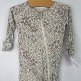 Size 3-6m: Quincy Mae White/pink Floral 1pc Zip-Up Footy PJs