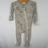 Size 3-6m: Quincy Mae White/pink Floral 1pc Zip-Up Footy PJs
