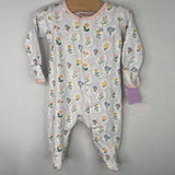 Size 0-3m: Magnetic Me White/Colorful Floral 1pc Footy Pj