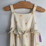 Size 6-12m: Rylee + Cru White/Yellow Polka Dot Tank Romper