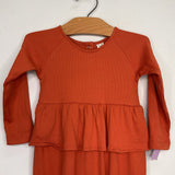 Size 18-24m: Kate Quinn Orange Ribbed Long Sleeve Snap-Up Romper