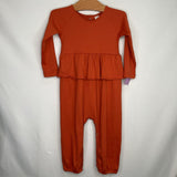 Size 18-24m: Kate Quinn Orange Ribbed Long Sleeve Snap-Up Romper