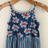 Size 8 (130): Hanna Andersson Blue/White/Red Striped Floral Tank Dress