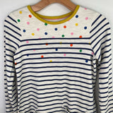 Size 11-12: Boden White/Blue/Multi Striped Polka Dot Long Sleeve Dress