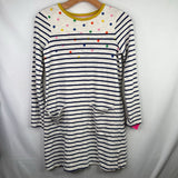 Size 11-12: Boden White/Blue/Multi Striped Polka Dot Long Sleeve Dress