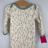 Size 0-3m: Tiny Kind Creme Green Leaves 1pc Nighty PJs
