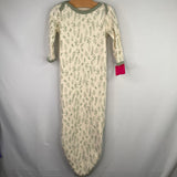 Size 0-3m: Tiny Kind Creme Green Leaves 1pc Nighty PJs
