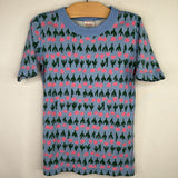 Size 10 (140): Hanna Andersson Blue Pink Tulip 2pc Shorty PJs