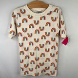 Size 10 (140): Hanna Andersson Creme Rainbows 2pc Shorty PJs