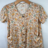 Size 7-8: Ripcurl Yellow Pink Floral Short Sleeve Dress