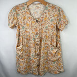 Size 7-8: Ripcurl Yellow Pink Floral Short Sleeve Dress