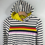 Size 8-9: Boden White/Navy Stripe Terry Cloth Hooded Dress