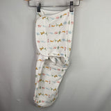 Size 0-3m: Aden + Anais White/Multi Animals Easy Wrap Swaddle