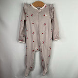 Size 3-6m: Gap Purple/Pink Floral Zip-Up 1pc Footy PJ's