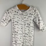 Size 0-3m: Nordstrom White/Grey Whales 1pc Zip PJs
