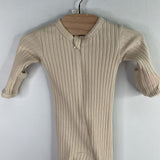 Size 0-3m: Kate Quinn Beige Ribbed Bamboo 1pc Zip PJs