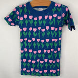 Size 5 (110): Hanna Andersson Blue Pink Tulips 2pc Shorty PJs