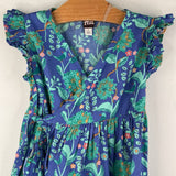 Size 4: Tea Blue Green Floral Wrap Up Short Sleeve Dress