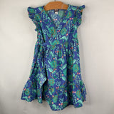 Size 4: Tea Blue Green Floral Wrap Up Short Sleeve Dress