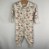 Size 3-6m (60): Hanna Andersson White/Multi Floral Zip-Up 1pc PJs