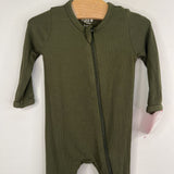 Size 3-6m: Kyte Green Ribbed Bamboo 1pc Zip-Up PJs