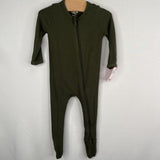 Size 3-6m: Kyte Green Ribbed Bamboo 1pc Zip-Up PJs