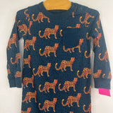 Size 18-24m: Tea Blue/Orange Cheetahs Long Sleeve Snap Romper